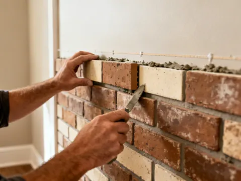 Acme Brick thin brick veneer wall installation